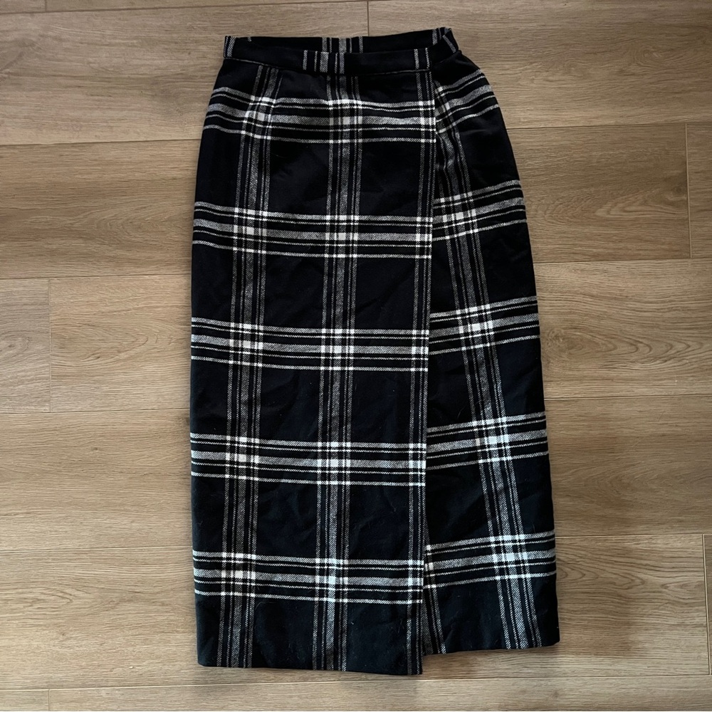 Vintage Liz Claiborne Wool Wrap Plaid Skirt